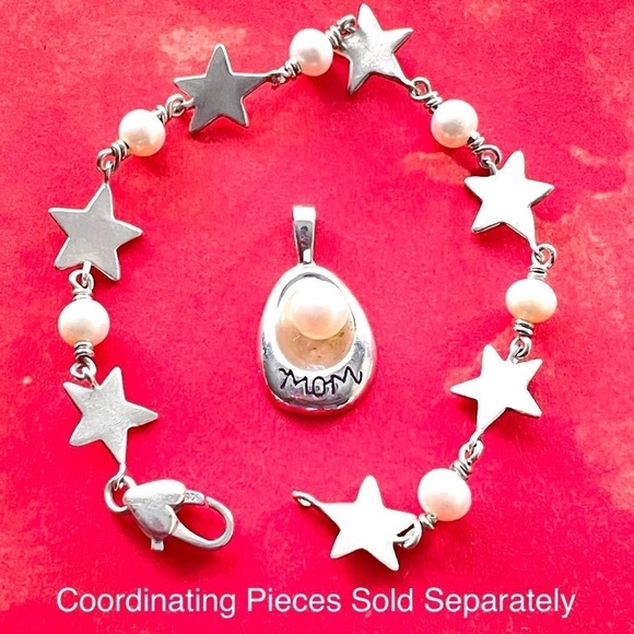 PEARL IN SHELL PENDANT MOM TEARDROP SHAPE 925 STERLING SILVER gentle worn - Picture 5 of 6